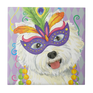 Mardi Gras Westie Kakelplatta