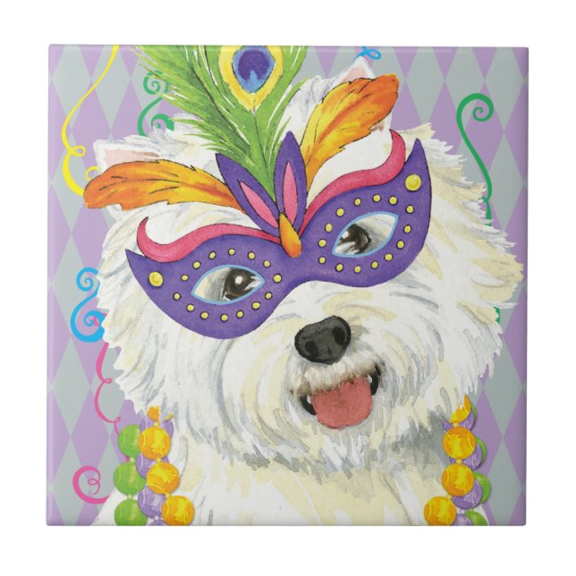 Mardi Gras Westie Kakelplatta (Framsidan)