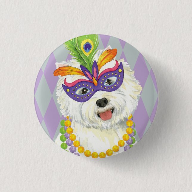 Mardi Gras Westie Knapp (Framsida)