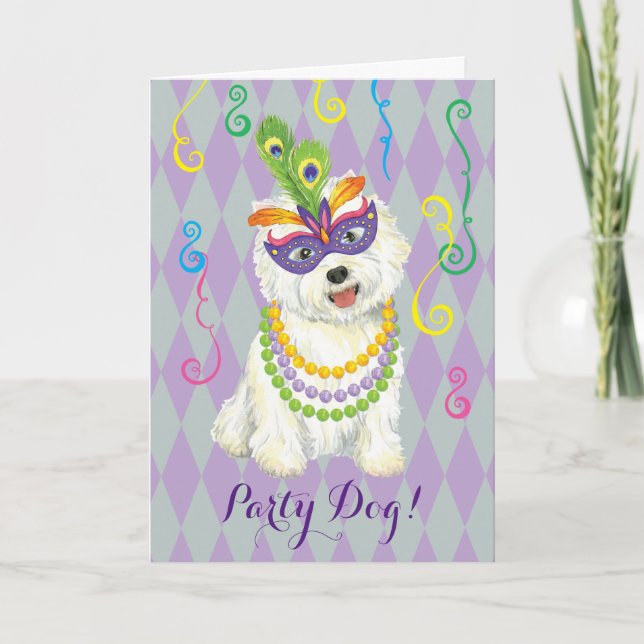 Mardi Gras Westie Kort (Framsida)
