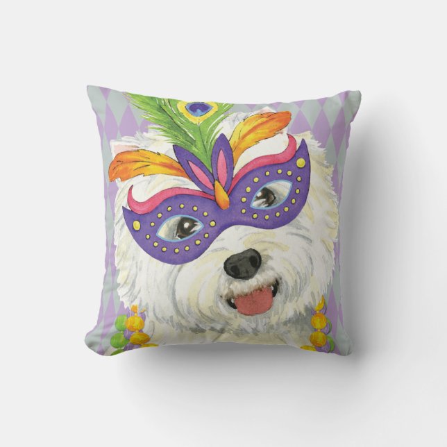 Mardi Gras Westie Kudde (Framsida)