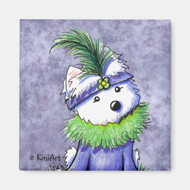 Mardi Gras Westie Magnet (Framsidan)