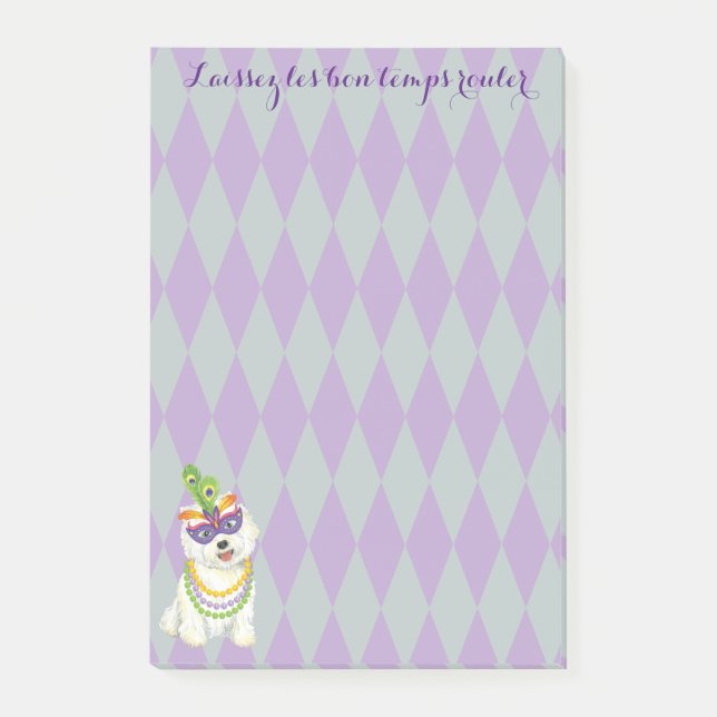 Mardi Gras Westie Post-it Block (Framsida)