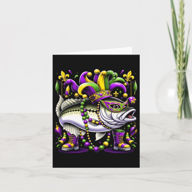Mardi Gras White Byb Fish Kort (Framsida)
