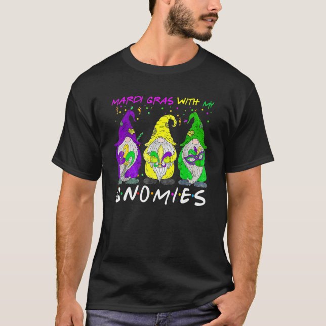 Mardi Gras With My Gnomies Three Gnome Costume Gif T Shirt (Framsida)