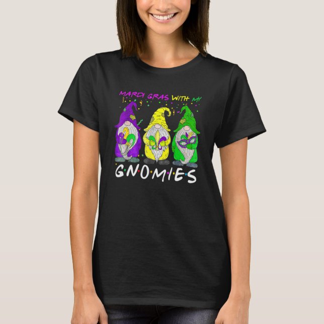 Mardi Gras With My Gnomies Three Gnome Costume Gif T Shirt (Framsida)