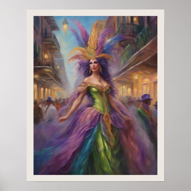 Mardi Gras Woman Costume New Orleans Poster (Framsidan)