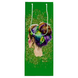 MARDI GRAS WOMAN MED LILA GRÖNT GULD HAIR