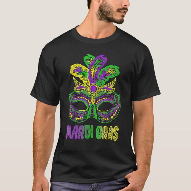 Mardi Gras Yall Carnival Mask Beads Costume New Or T Shirt (Framsida)