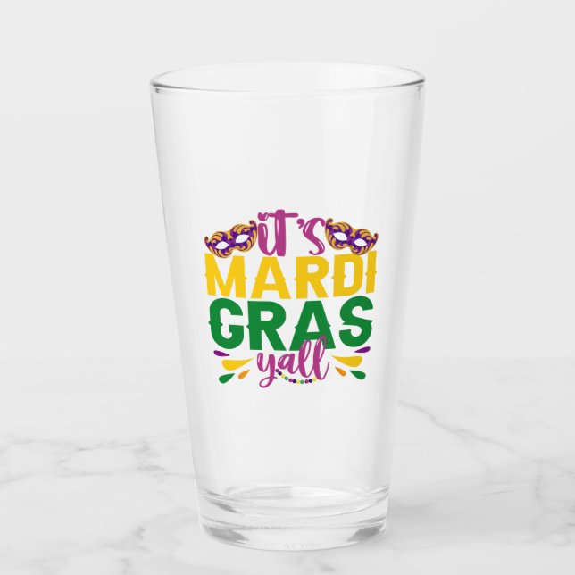Mardi Gras Y'all Funny Carnival Party Gift Glaskopp (Framsida)