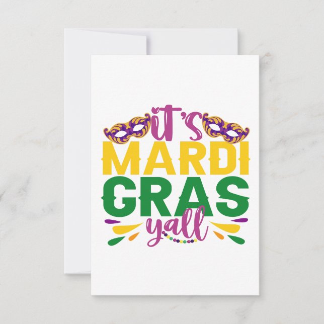 Mardi Gras Y'all Funny Carnival Party Gift Tack Kort (Framsida)