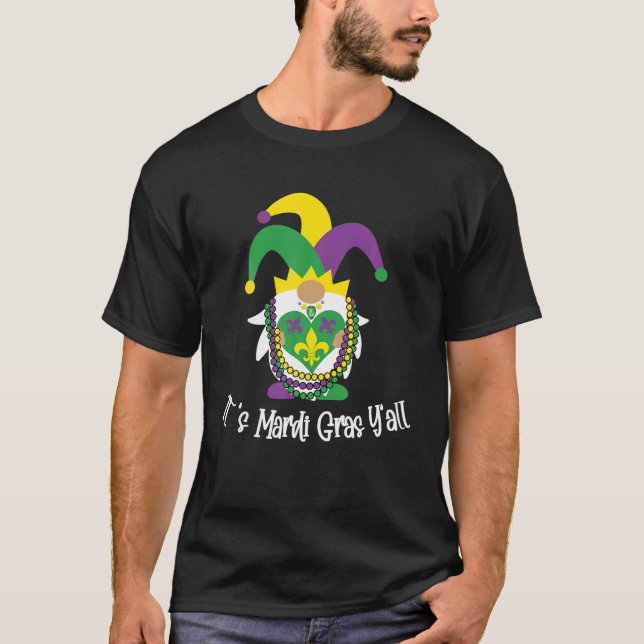 Mardi Gras Y'all Funny Gnomes Carnival Costum T Shirt (Framsida)