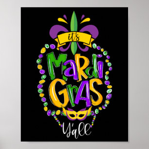 Mardi Gras Yall Funny Mardi Gras Party Mask Co. Poster
