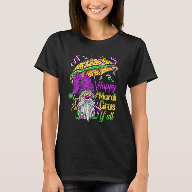 Mardi Gras Yall Gnomes Costume Carnaval Party Tee (Framsida)