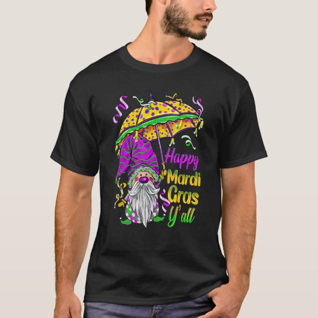 Mardi Gras Yall Gnomes Costume Carnaval Party Tee (Framsida)