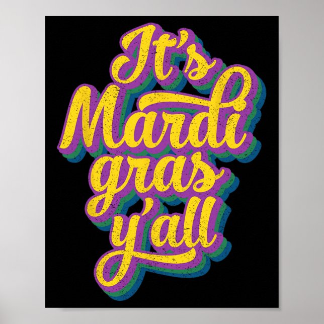 Mardi Gras Yall Mardi Gras Party Mask Costume Poster (Framsidan)