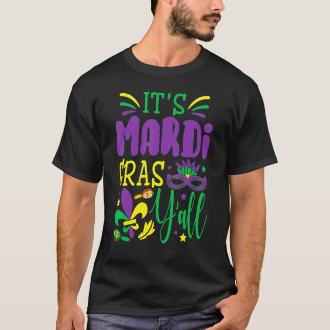 Mardi Gras Yall Mardi Gras Party Mask Costume T Shirt (Framsida)