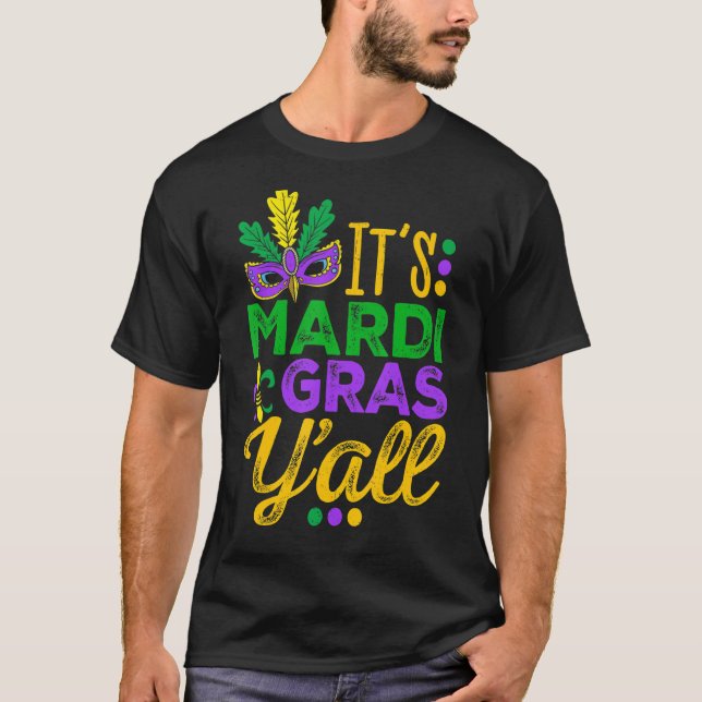 Mardi Gras Yall Mardi Gras Party Mask Costume T Shirt (Framsida)