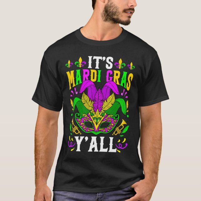 Mardi Gras Yall Mask Jester Manar Women Appare T Shirt (Framsida)