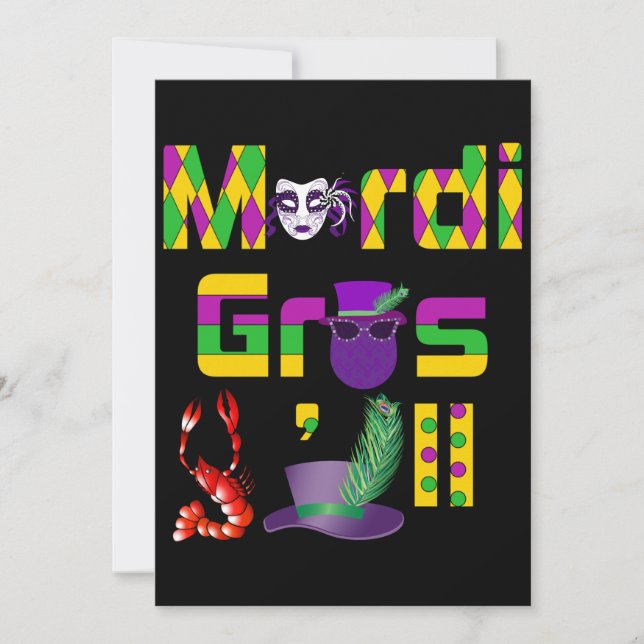 Mardi Gras Y'all Thunder_Cove Inbjudningar (Framsida)