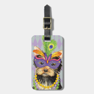 Mardi Gras Yorkie Bagagebricka