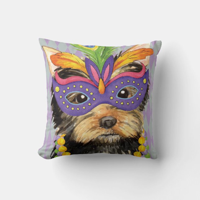 Mardi Gras Yorkie Kudde (Framsida)
