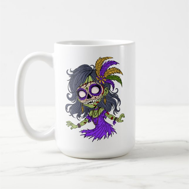 Mardi Gras-zombie Kaffemugg (Vänster)