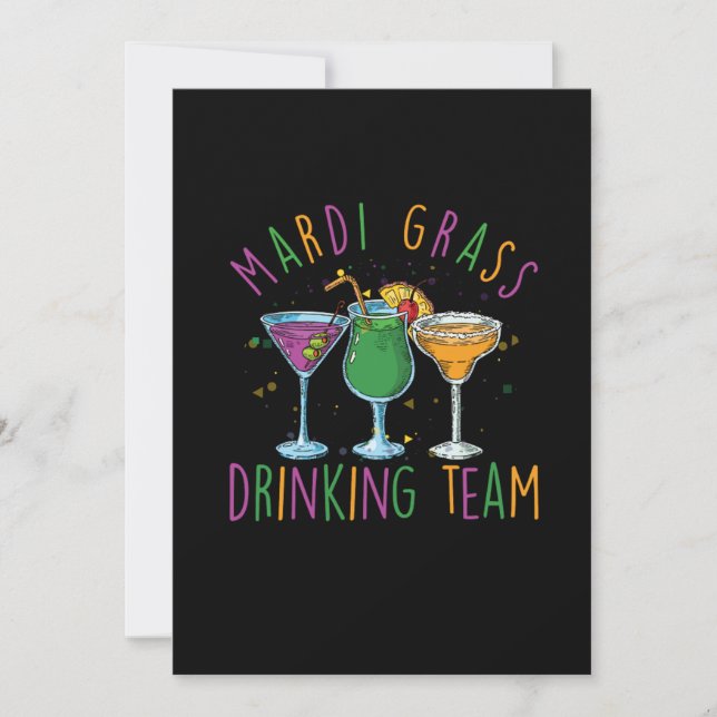 Mardi Grass Drinking Team Street Party Gift Inbjudningar (Framsida)
