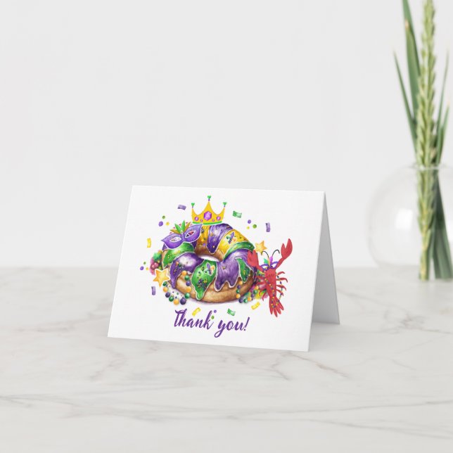 Mardi Grass Queen Girl Folded Thank You Card Tack Kort (Framsida)