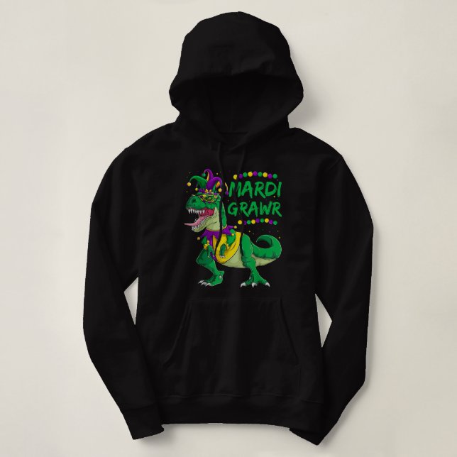 Mardi Grawr Dino Jester Outfit, Mardi Gras T Rex K T Shirt (Design framsida)