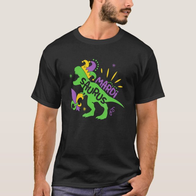 Mardi Grawr Dinosaur Mardi Gras T-Rex Dino Boys to T Shirt (Framsida)