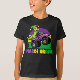 Mardi Grawr Monster Lastbil Dinosaur Mardi Gras T Shirt
