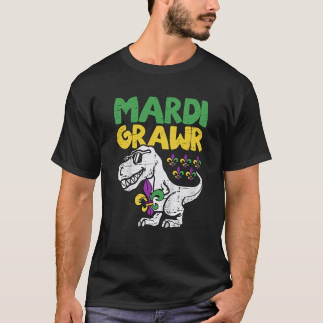 Mardi Grawr Rex Dino Toddler Kids Mardi Gras Boys T Shirt (Framsida)