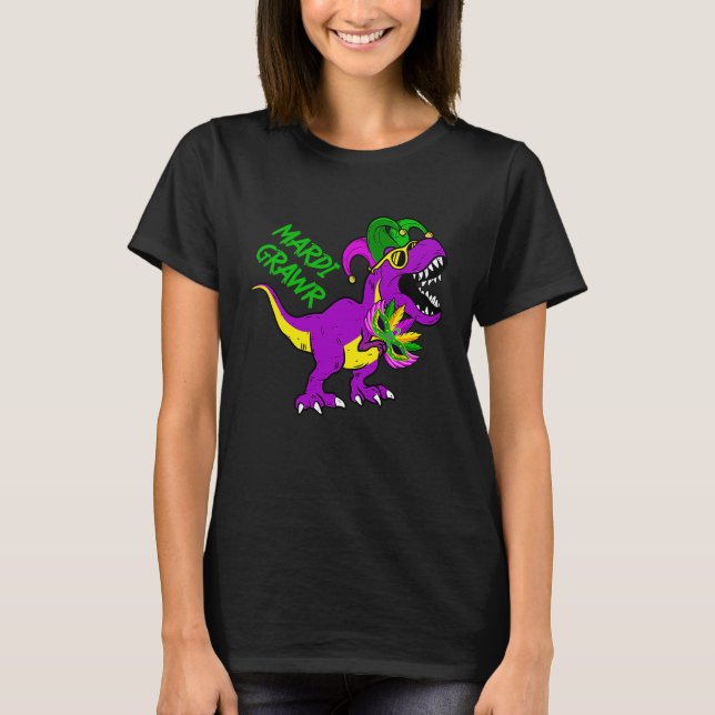 Mardi Grawr Rex Dino Toddler Kids Mardi Gras Boys T Shirt (Framsida)