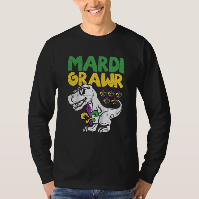 Mardi Grawr Rex Dino Toddler Kids Mardi Gras Boys T Shirt (Framsida)
