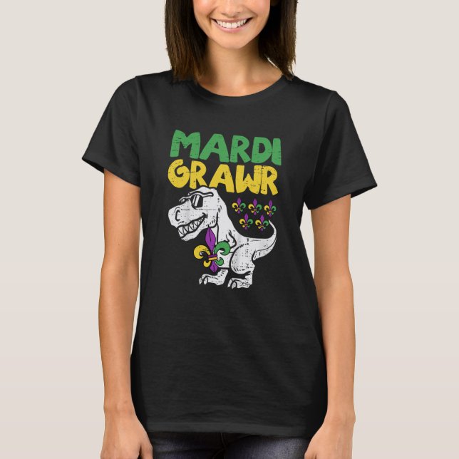 Mardi Grawr Rex Dino Toddler Kids Mardi Gras Boys T Shirt (Framsida)