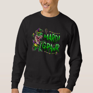 Mardi Grawr Rex Dinosaur Mardi Gras Bead Boys Kids Lång Ärmad Tröja