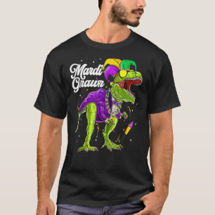 Mardi Grawr Rex Dinosaur Mardi Gras Bead Costume 2 T Shirt