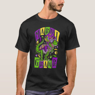 Mardi Grawr Rex Dinosaur Pärlor Festival Party Mar T Shirt