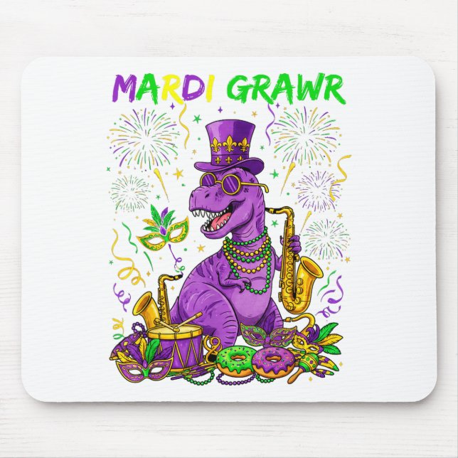 Mardi Grawr Rex Dinosaur Rolig Design Musmatta (Framsidan)