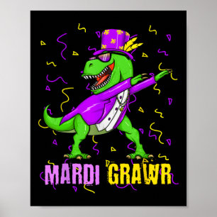 Mardi Grawr T-rex Dino Småbarn Kids Mardi Gras Boy Poster