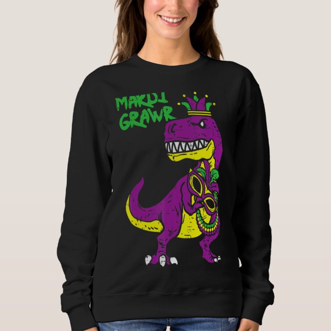 Mardi Grawr T Rex Dino Småbarn Kids Mardi Gras Boy T Shirt (Framsida)