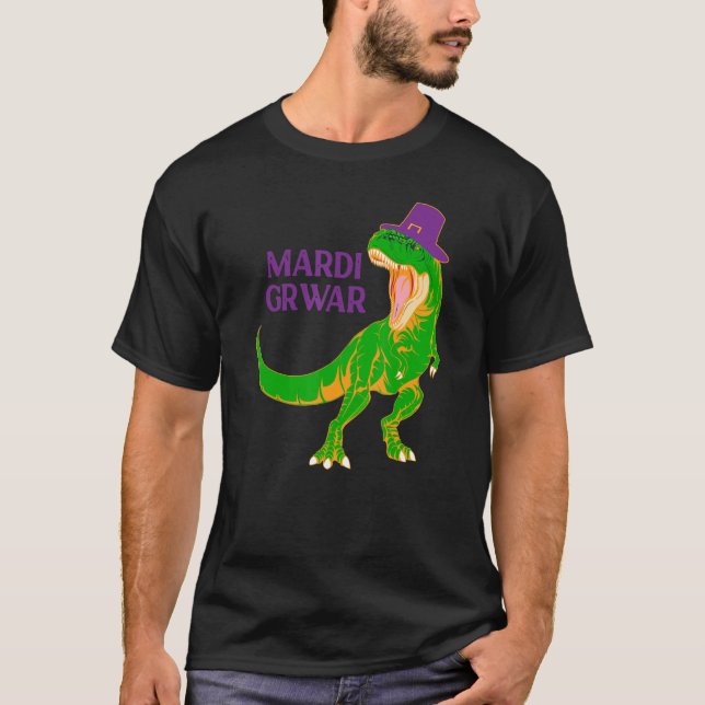Mardi Grawr T Rex Dinosaur Bead Costume for Bead P Shirt (Framsida)
