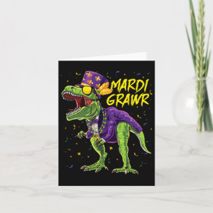 Mardi Grawr T-rex Dinosaur Dino Mardi Gras Kids Bo Kort