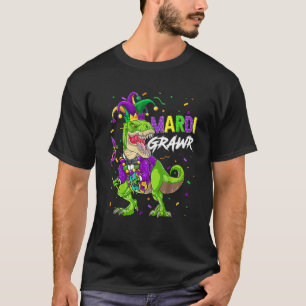 Mardi Grawr T Rex Dinosaur Mardi Gras Bead Costume Shirt