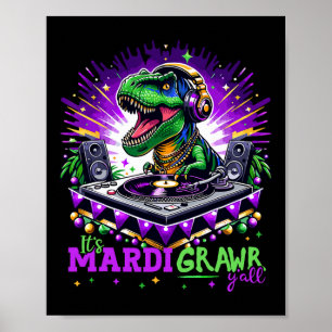 Mardi Grawr Trex Dino Dj Costume Småbarn Boy Kids Poster