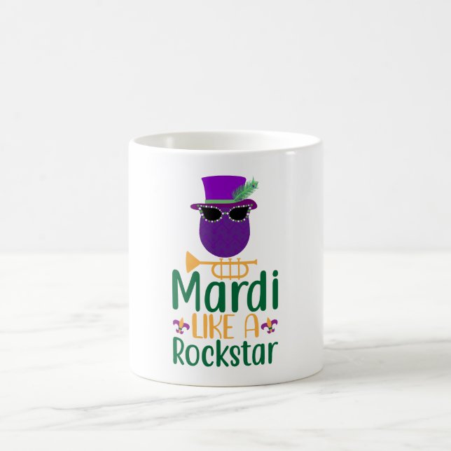 Mardi Like A Rockstar Typografi Kaffe Mugg (Center)