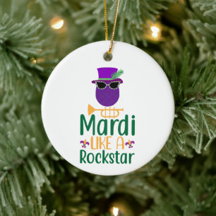 Mardi Like A Rockstar Typografi Personlig Julgransprydnad Keramik