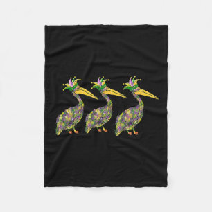 Mardi Pelicans Mardi Gras Pärlor Louisiana Parad N Fleecefilt