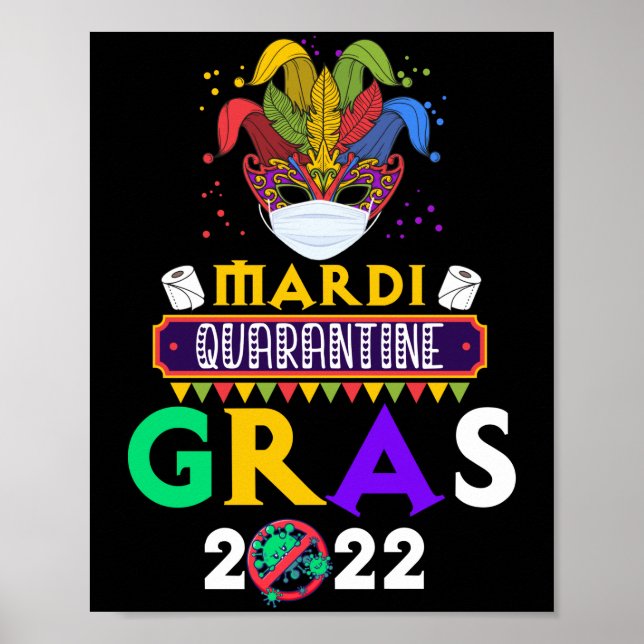 Mardi Quarantine Gras 2022 Festival Ansikte Mask Poster (Framsidan)